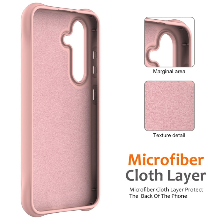 For Samsung Galaxy S25 5G Wave Texture MagSafe Magnetic Liquid Silicone Phone Case(Pink)