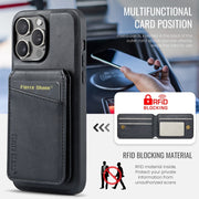 For iPhone 16 Pro Max Fierre Shann Cowhide Vertical Flip Magnetic Card Holder Phone Case(Black)