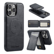 For iPhone 16 Pro Fierre Shann Cowhide Vertical Flip Magnetic Card Holder Phone Case(Black) - free shipping - PMC TechLife - Order now!
