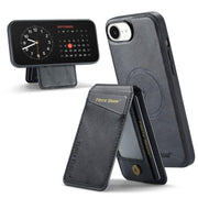 For iPhone 16e Fierre Shann Cowhide Vertical Flip Magnetic Card Holder Phone Case(Black)