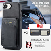 For iPhone 16e Fierre Shann Cowhide Vertical Flip Magnetic Card Holder Phone Case(Black)