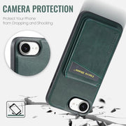 For iPhone 16e Fierre Shann Cowhide Vertical Flip Magnetic Card Holder Phone Case(Green)