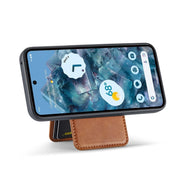 For Google Pixel 9 Pro Fierre Shann Cowhide Vertical Flip Magnetic Card Holder Phone Case(Brown)