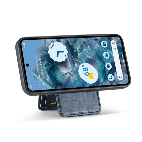 For Google Pixel 9 Fierre Shann Cowhide Vertical Flip Magnetic Card Holder Phone Case(Blue)