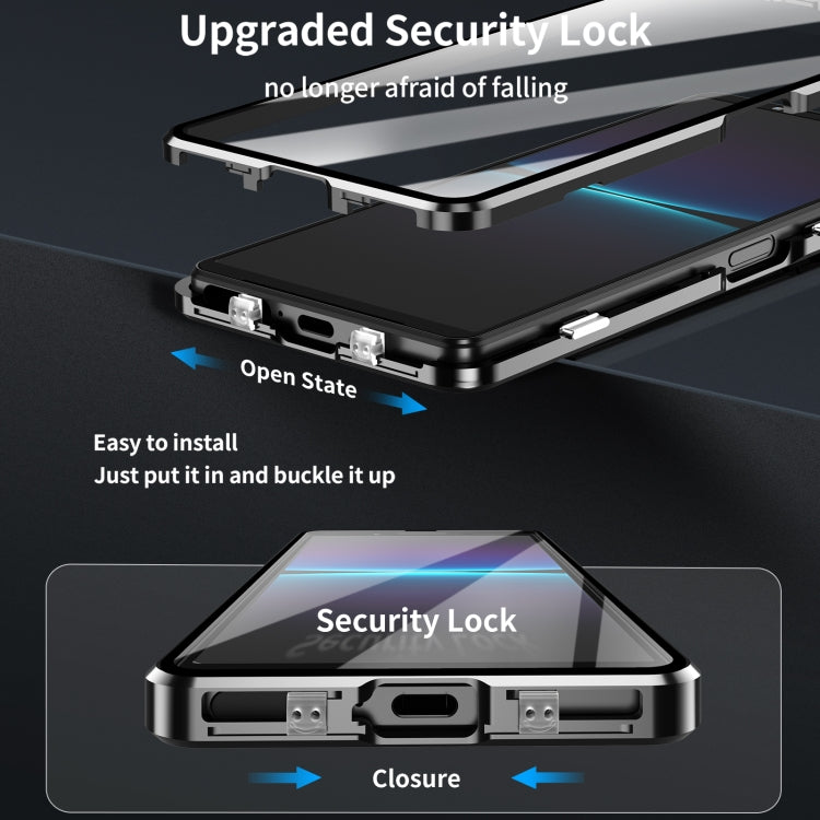 For Sony Xperia 1 V HD Magnetic Metal Tempered Glass Phone Case(Black)