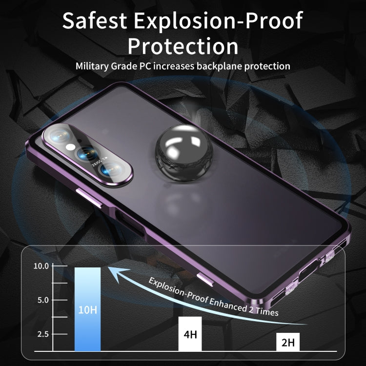 For Sony Xperia 1 V HD Magnetic Metal Tempered Glass Phone Case(Purple)