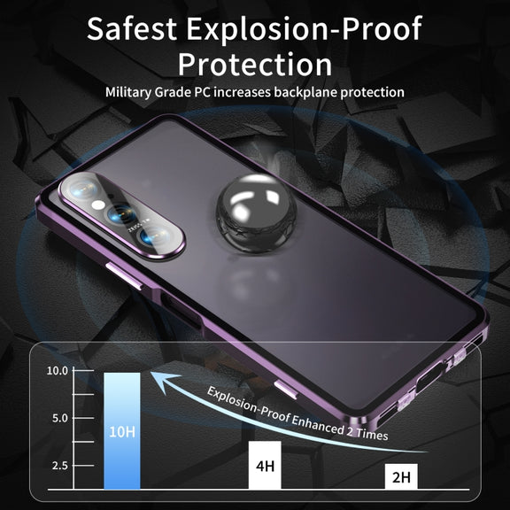 For Sony Xperia 1 V HD Magnetic Metal Tempered Glass Phone Case(Purple)