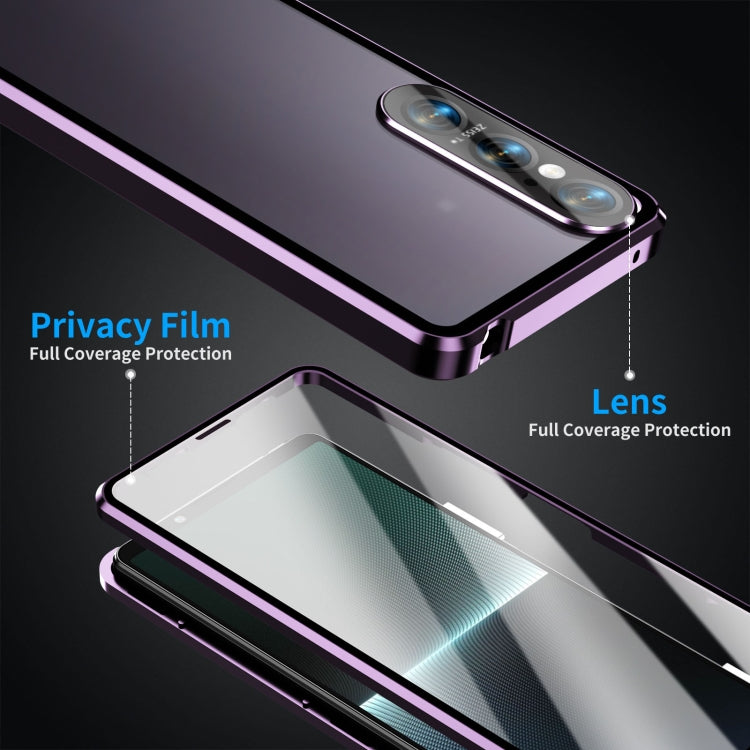 For Sony Xperia 1 V HD Magnetic Metal Tempered Glass Phone Case(Purple)