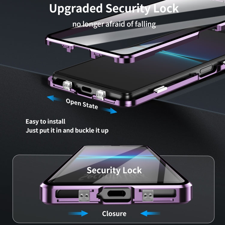 For Sony Xperia 1 V HD Magnetic Metal Tempered Glass Phone Case(Purple)
