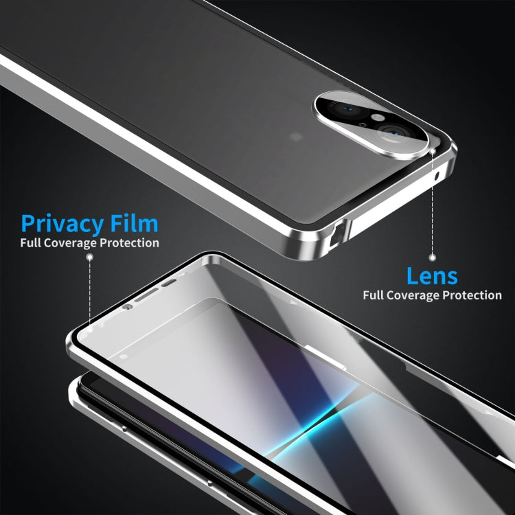 For Sony Xperia 5 V HD Magnetic Metal Tempered Glass Phone Case(Silver)