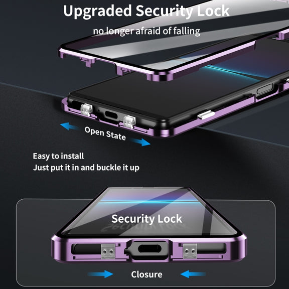 For Sony Xperia 5 V HD Magnetic Metal Tempered Glass Phone Case(Purple)