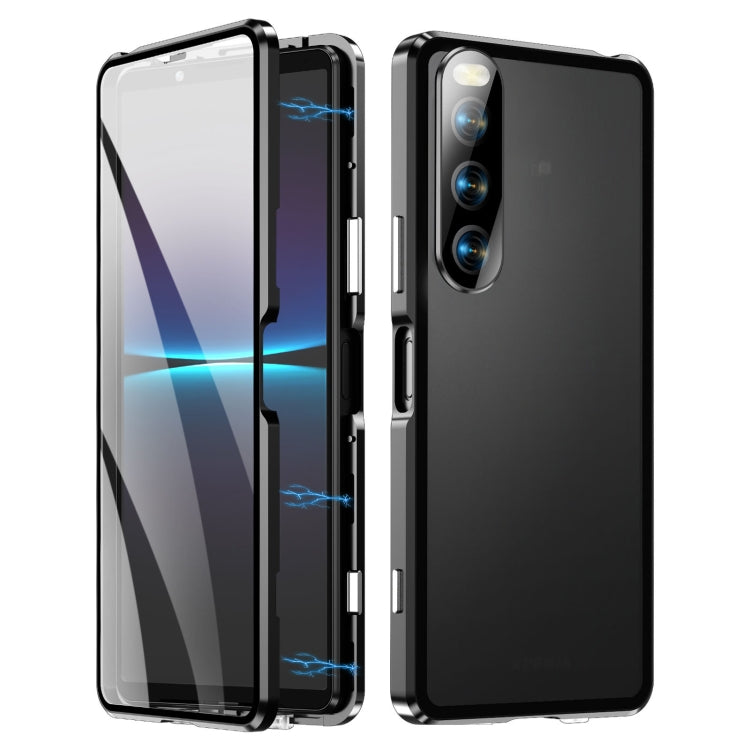 For Sony Xperia 10 V HD Magnetic Metal Tempered Glass Phone Case(Black)
