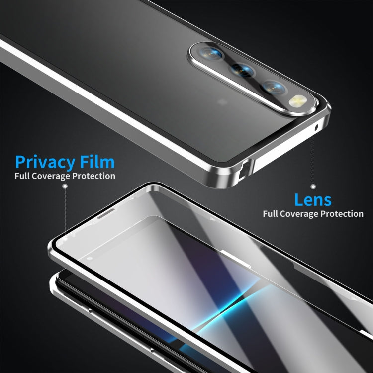 For Sony Xperia 10 V HD Magnetic Metal Tempered Glass Phone Case(Silver)