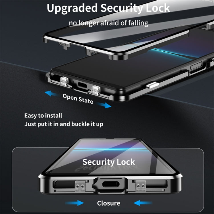 For Sony Xperia 1 VI HD Magnetic Metal Tempered Glass Phone Case(Black)