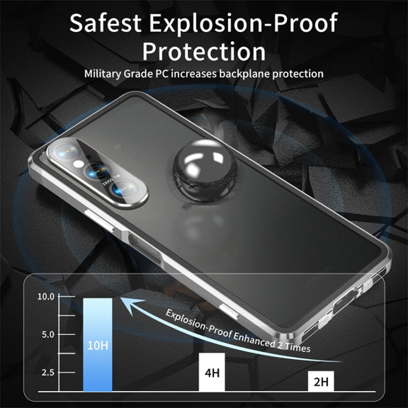 For Sony Xperia 1 VI HD Magnetic Metal Tempered Glass Phone Case(Silver)