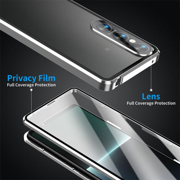 For Sony Xperia 1 VI HD Magnetic Metal Tempered Glass Phone Case(Silver)