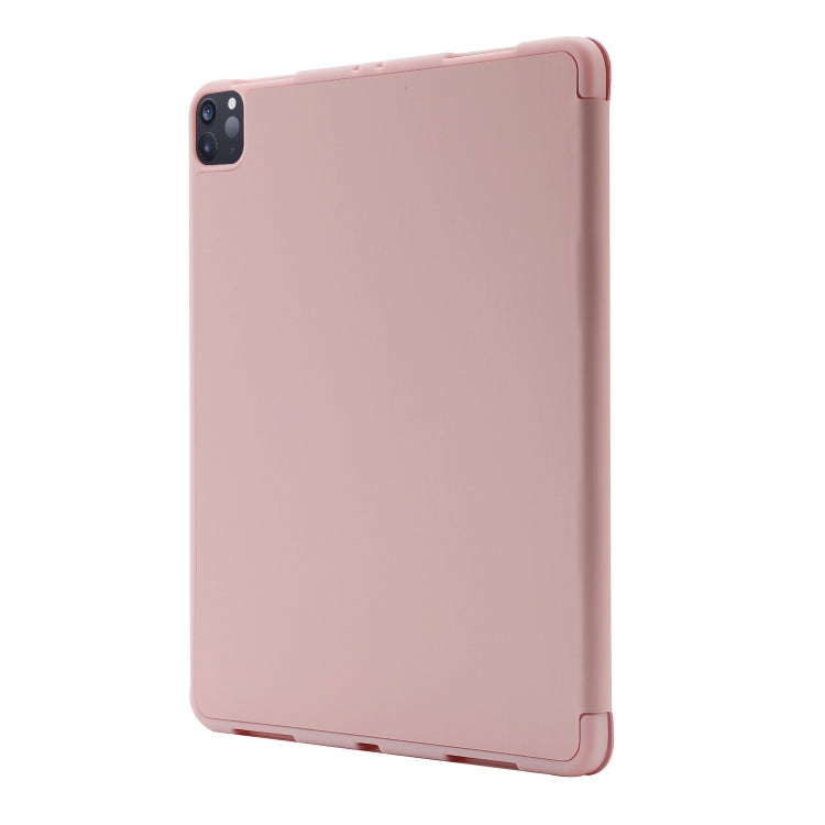 For iPad Pro 11 2024 Skin Feel Tri-fold Leather Tablet Case with Pen Slot(Pink)