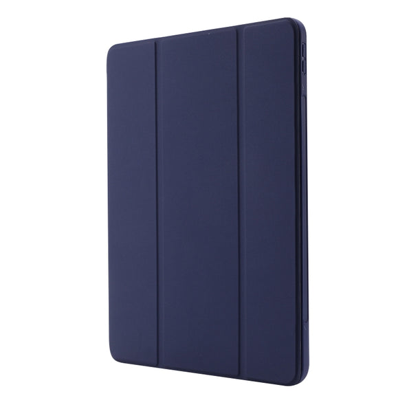 For iPad Pro 11 2024 Skin Feel Tri-fold Leather Tablet Case with Pen Slot(Dark Blue)