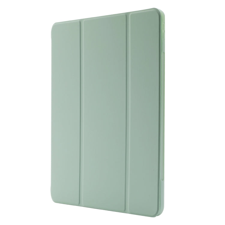 For iPad Pro 11 2024 Skin Feel Tri-fold Leather Tablet Case with Pen Slot(Matcha Green)