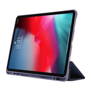 For iPad Pro 11 2024 Skin Feel Tri-fold Leather Tablet Case with Pen Slot(Lavender)