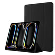 For iPad Pro 11 2024 Skin Feel Tri-fold Leather Tablet Case with Pen Slot(Black) - iPad Pro 11 2024 Cases by PMC TechLife | Online Shopping South Africa | PMC TechLife | Buy Now Pay Later Mobicred