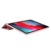 For iPad Pro 13 2024 Skin Feel Tri-fold Leather Tablet Case with Pen Slot(Pink)