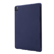 For iPad Pro 13 2024 Skin Feel Tri-fold Leather Tablet Case with Pen Slot(Dark Blue)