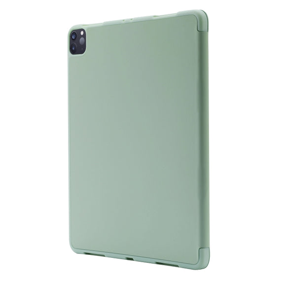 For iPad Pro 13 2024 Skin Feel Tri-fold Leather Tablet Case with Pen Slot(Matcha Green)