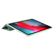 For iPad Pro 13 2024 Skin Feel Tri-fold Leather Tablet Case with Pen Slot(Matcha Green)