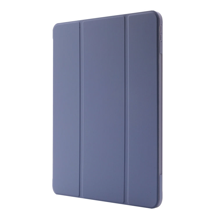 For iPad Pro 13 2024 Skin Feel Tri-fold Leather Tablet Case with Pen Slot(Lavender)