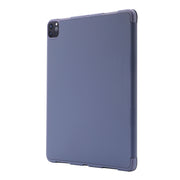 For iPad Pro 13 2024 Skin Feel Tri-fold Leather Tablet Case with Pen Slot(Lavender)