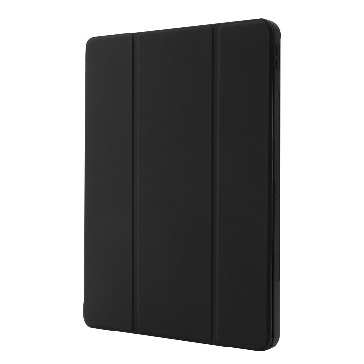 For iPad Pro 13 2024 Skin Feel Tri-fold Leather Tablet Case with Pen Slot(Black)
