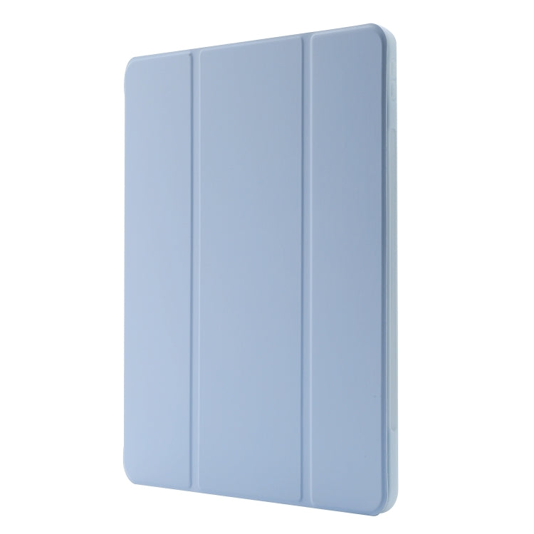 For iPad Air 11 2024 Skin Feel Tri-fold Leather Tablet Case with Pen Slot(Light Blue)