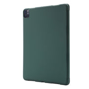 For iPad Air 11 2024 Skin Feel Tri-fold Leather Tablet Case with Pen Slot(Dark Green)