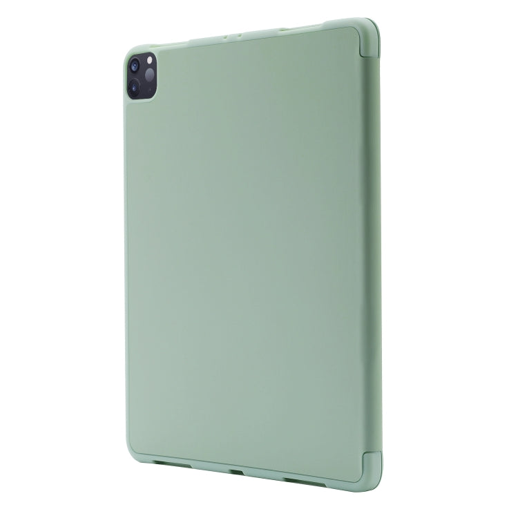 For iPad Air 11 2025 / 2024 Skin Feel Tri-fold Leather Tablet Case with Pen Slot(Matcha Green)