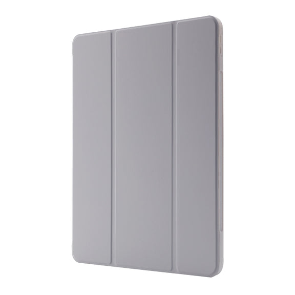 For iPad Air 11 2024 Skin Feel Tri-fold Leather Tablet Case with Pen Slot(Grey)