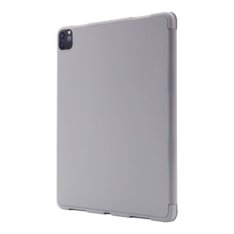 For iPad Air 11 2024 Skin Feel Tri-fold Leather Tablet Case with Pen Slot(Grey)