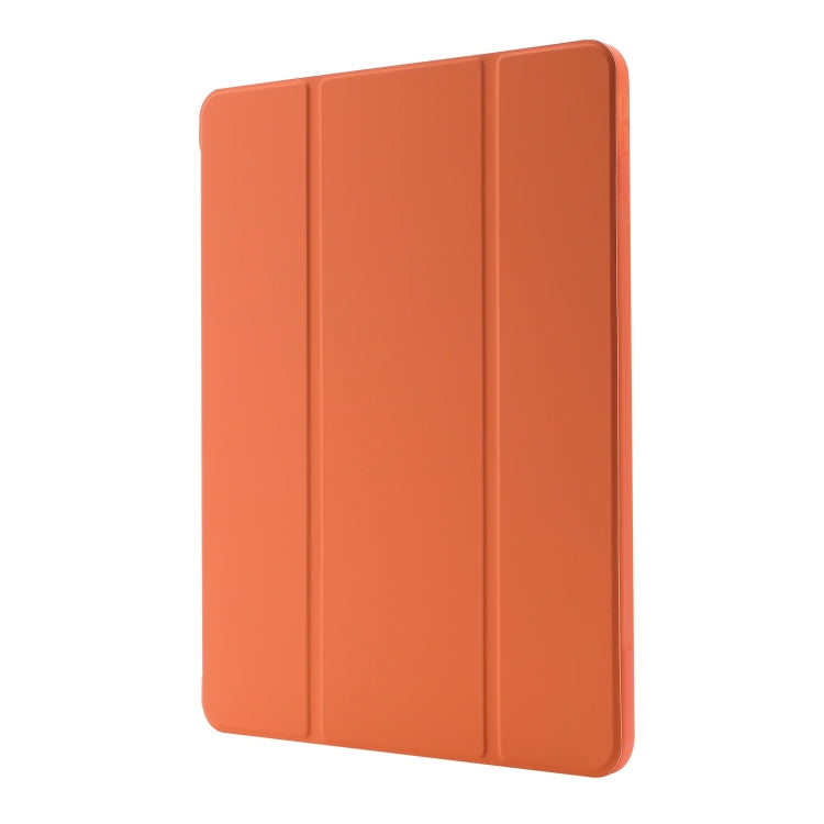 For iPad Air 11 2025 / 2024 Skin Feel Tri-fold Leather Tablet Case with Pen Slot(Orange)