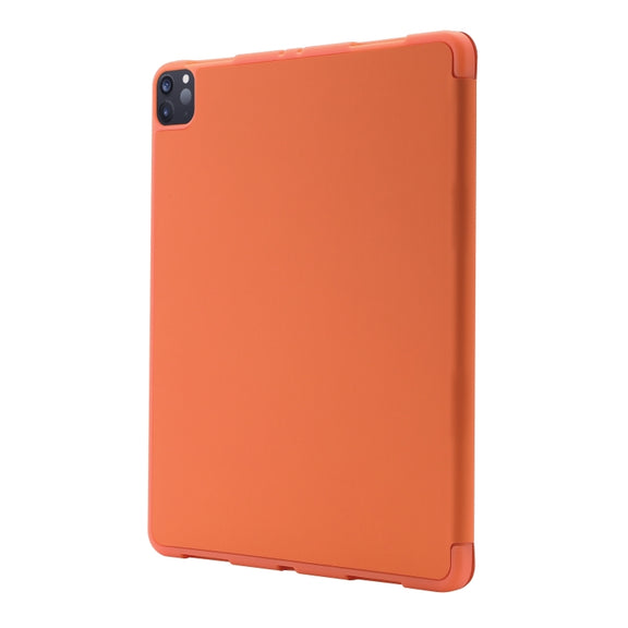 For iPad Air 11 2025 / 2024 Skin Feel Tri-fold Leather Tablet Case with Pen Slot(Orange)