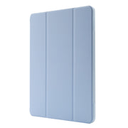 For iPad Air 13 2025 / 2024 Skin Feel Tri-fold Leather Tablet Case with Pen Slot(Light Blue)