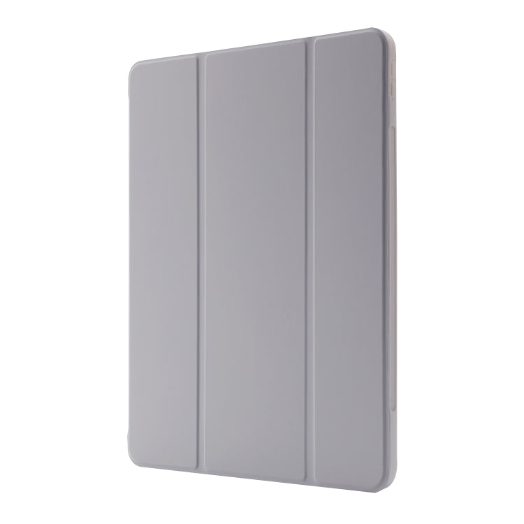 For iPad Air 13 2025 / 2024 Skin Feel Tri-fold Leather Tablet Case with Pen Slot(Grey)