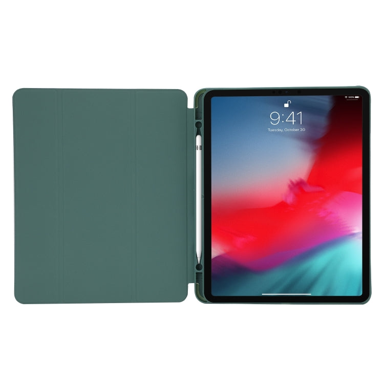 For iPad Air 11 2025 / 2024 Skin Feel Tri-fold Leather Tablet Case with Pen Slot(Black)