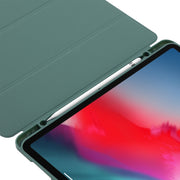 For iPad Air 13 2024 Skin Feel Tri-fold Leather Tablet Case with Pen Slot(Black)