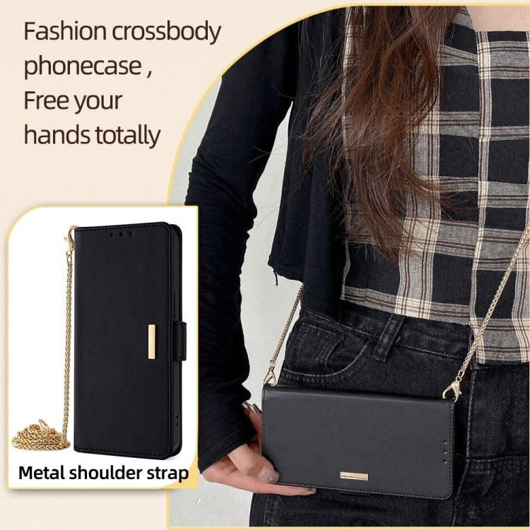 For Honor Magic6 Pro Crossbody Chain Leather Phone Case(Black)