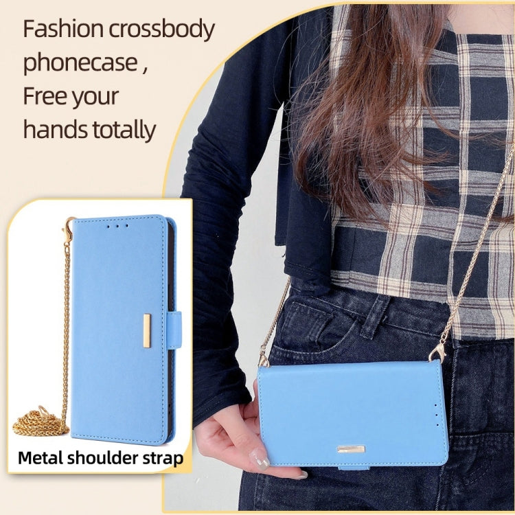 For Honor Magic6 Pro Crossbody Chain Leather Phone Case(Blue)
