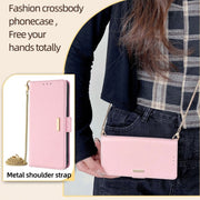 For Honor Magic6 Pro Crossbody Chain Leather Phone Case(Pink)