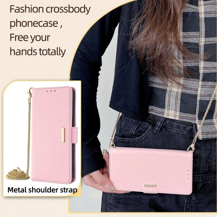 For Honor Magic6 Pro Crossbody Chain Leather Phone Case(Pink)