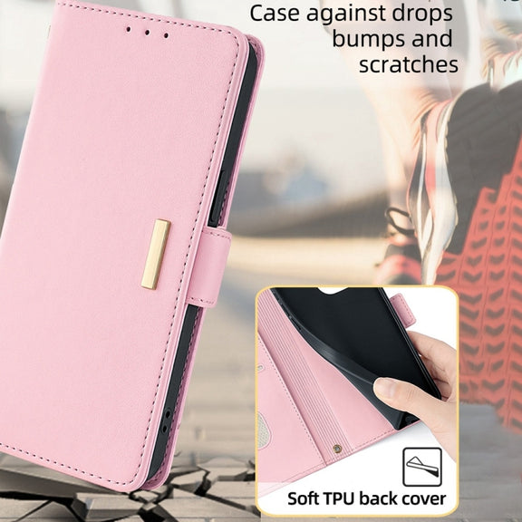 For Honor Magic6 Pro Crossbody Chain Leather Phone Case(Pink)