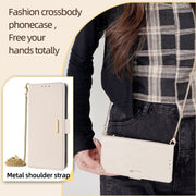 For Honor Magic6 Pro Crossbody Chain Leather Phone Case(White)