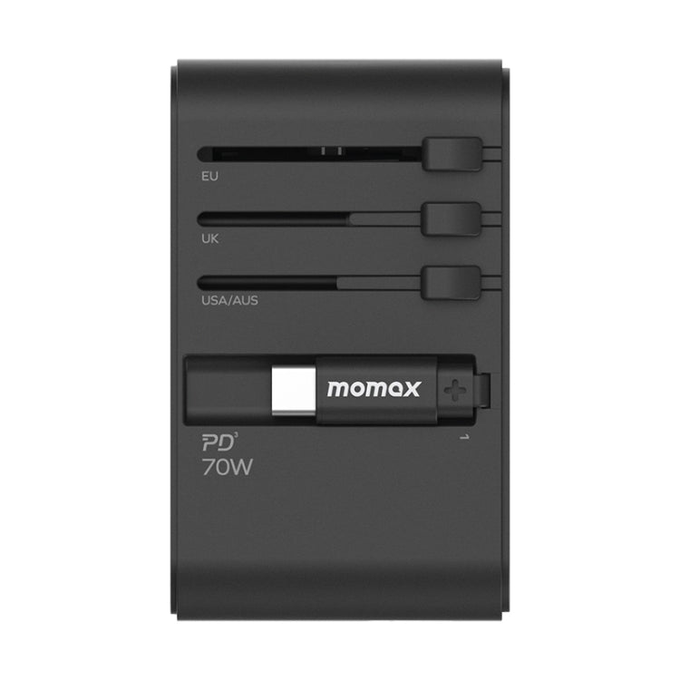 MOMAX 1-World+ 70W Gallium Nitride Expansion Cable Global Conversion Socket Power Adapter(Black)